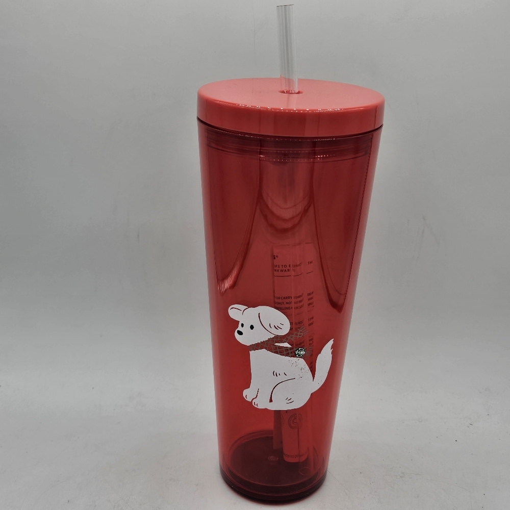 New Starbucks Red 2025 Puppy Venti 24 Oz Coffee Or Water Tumbler Nwt